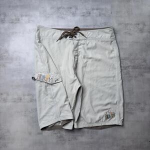 Y2K Cream Rusty Surfwear Grunge Baggy Board Shorts